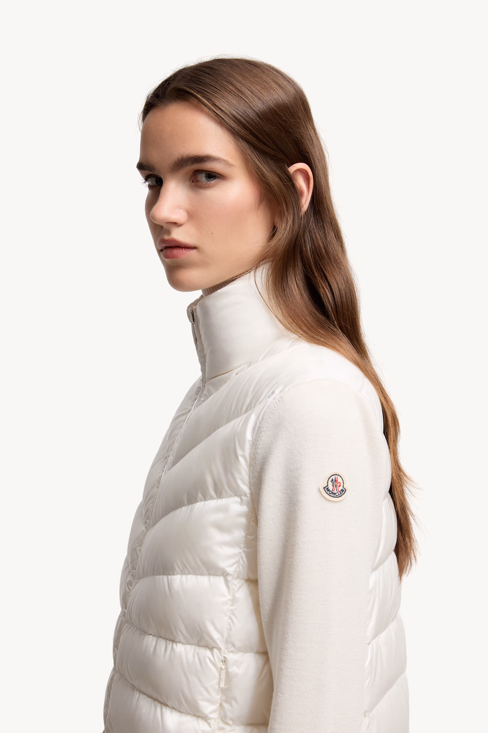 Cardigan matelassé en laine Femmes Blanc Moncler 4